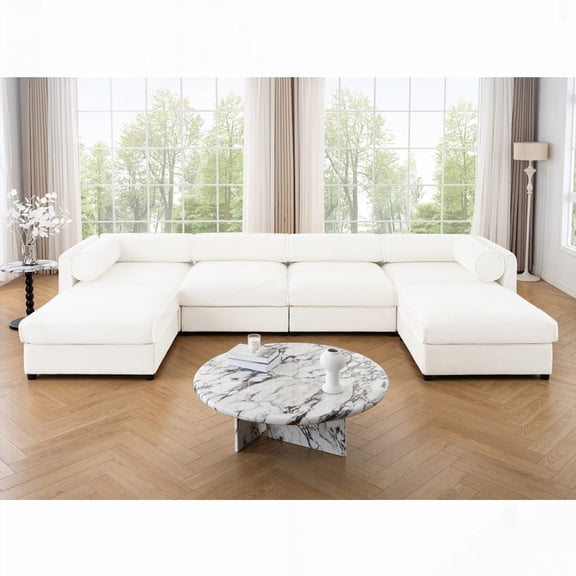 Extra Large U Shaped Modular Sectional Sofa with Storage - Convertible for Living Room - Features Chenille Comfort & Ergonomic Cylindrical Design
