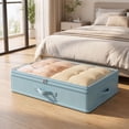 thumbnail image 1 of Extra Large Under Bed Storage Bag, Flat Foldable Container for Down Jackets and Quilts, High Capacity Clothes Organizer for Seasonal Storage, Blue, 1 of 5