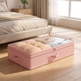 thumbnail image 1 of Extra Large Under Bed Storage Bag, Flat Foldable Container for Down Jackets and Quilts, High Capacity Clothes Organizer for Seasonal Storage, Pink, 1 of 4