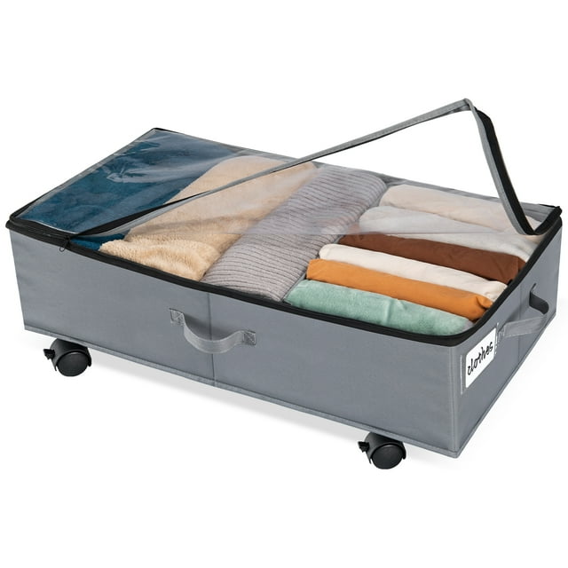 Extra Large Under Bed Storage with Wheels, Rigidity 42L Under Bed