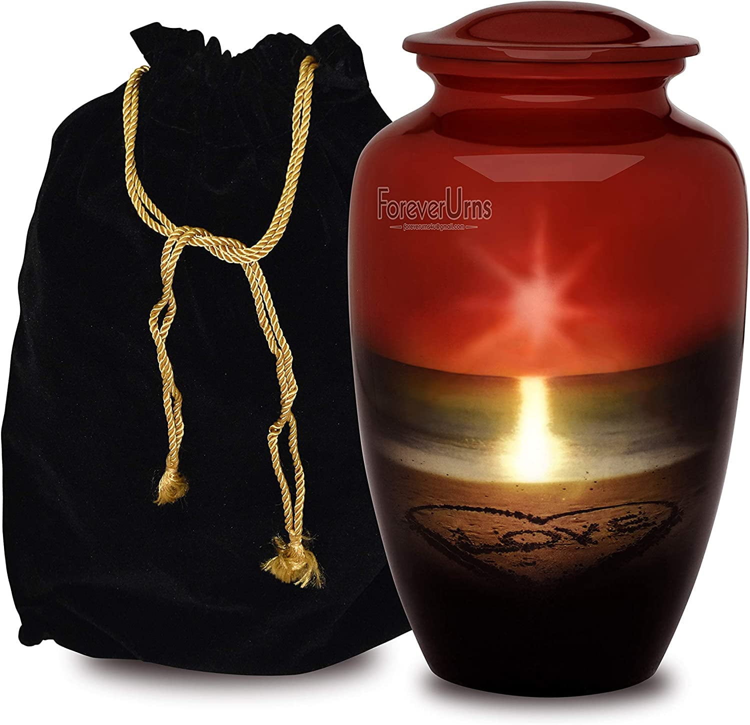 Extra Large Urns for Human Ashes, Customized Sunset Adult Cremation Urn, 320 lbs with Velvet Bag