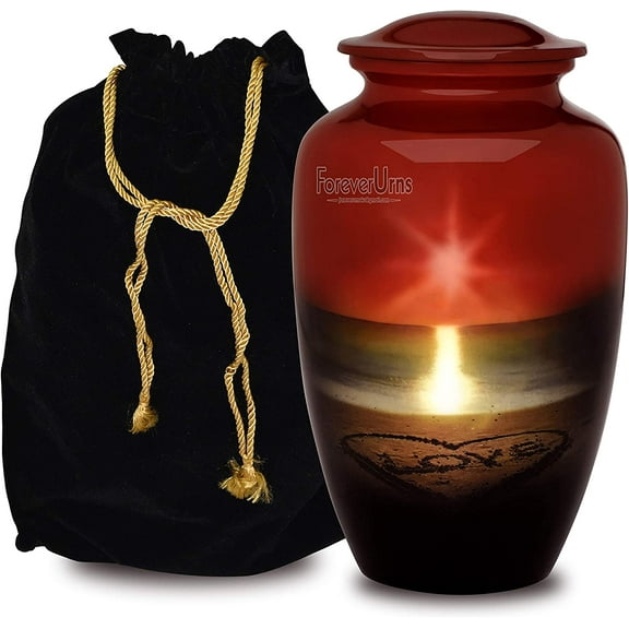 Extra Large Urns for Human Ashes, Customized Sunset Adult Cremation Urn, 320 lbs with Velvet Bag.