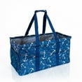 thumbnail image 1 of Extra Large Utility Tote Bag - Oversized Collapsible Reusable Wire Frame Rectangular Canvas Basket with Two Exterior Pockets - Anchor, 1 of 9