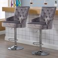 Extra Large Velvet Bar Stool Heavy Duty Adjustable Breakfast Chair w