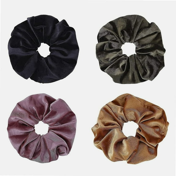 Extra Large Velvet Scrunchie 8 Inch Oversized Hair Scrunchy Big Jumbo Ponytail Holder For Thick Curly Long Hair Bun Elastic Band Accessories Women Girls Gift 4 Pack
