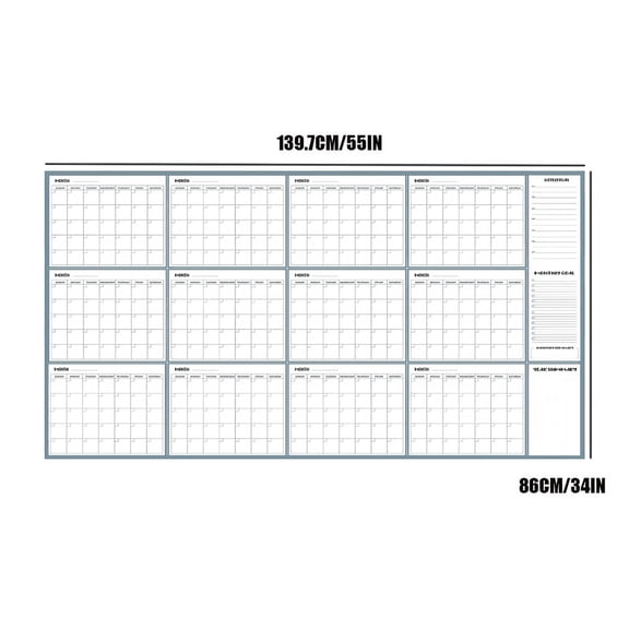 Extra Large Wall Calendar 12-Month Yearly Planner, Decorative Room Organization, Eye-Catching Full-Year Schedule