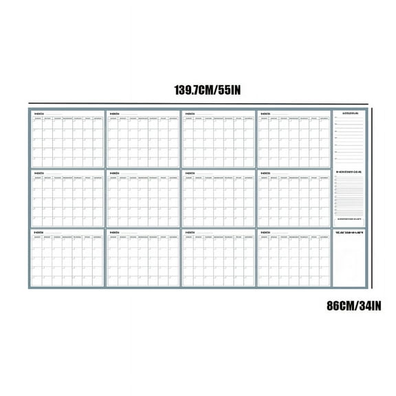 Extra Large Wall Calendar for Yearly Planning, QQZ Oversized Schedule Planner with Rewritable Surface, Decorative 1ml Detailed Plan for Home Office Classroom