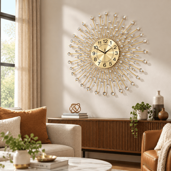 Wall Clock With Pendulum Silent Quality Quartz Operated Modern Large ...
