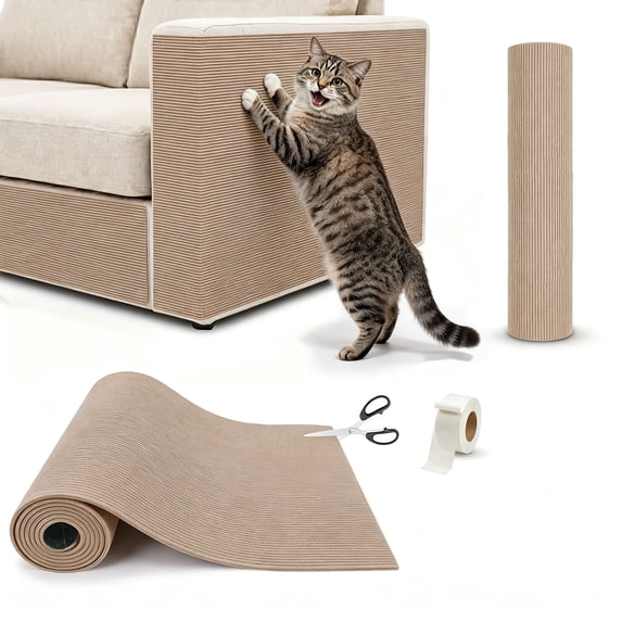 Extra Large Wall Mounted Cat Scratching Pad, No Shed Fabric, Peel and Stick, Space Saving Design, Protects Furniture