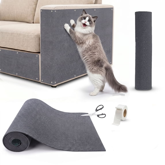 Extra Large Wall Mounted Cat Scratching Pad, No Shed Fabric, Peel and Stick, Space Saving Design, Protects Furniture