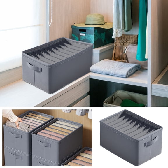 Extra Large Wardrobe Organizer Boxes, Drawer Organizers with Handle, 9-Compartment Non-Woven Fabric Storage for Sweaters, Shirts, Pants, Dormitory, and Home