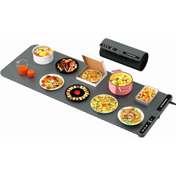 Extra Large Electric Warming Mat for Food XXL:40x15 Grey