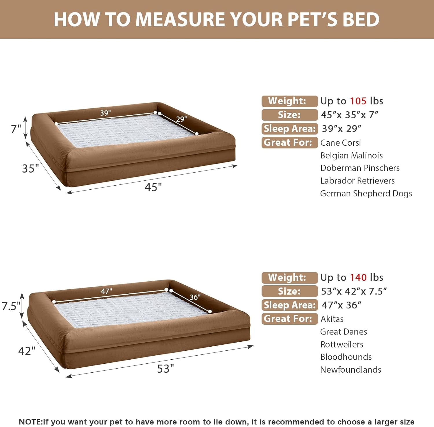 Extra Large Washable Dog Bed with Removable Waterproof Cover, Orthopedic Pet Sofa Bed with Bolster Sides for Sleeping