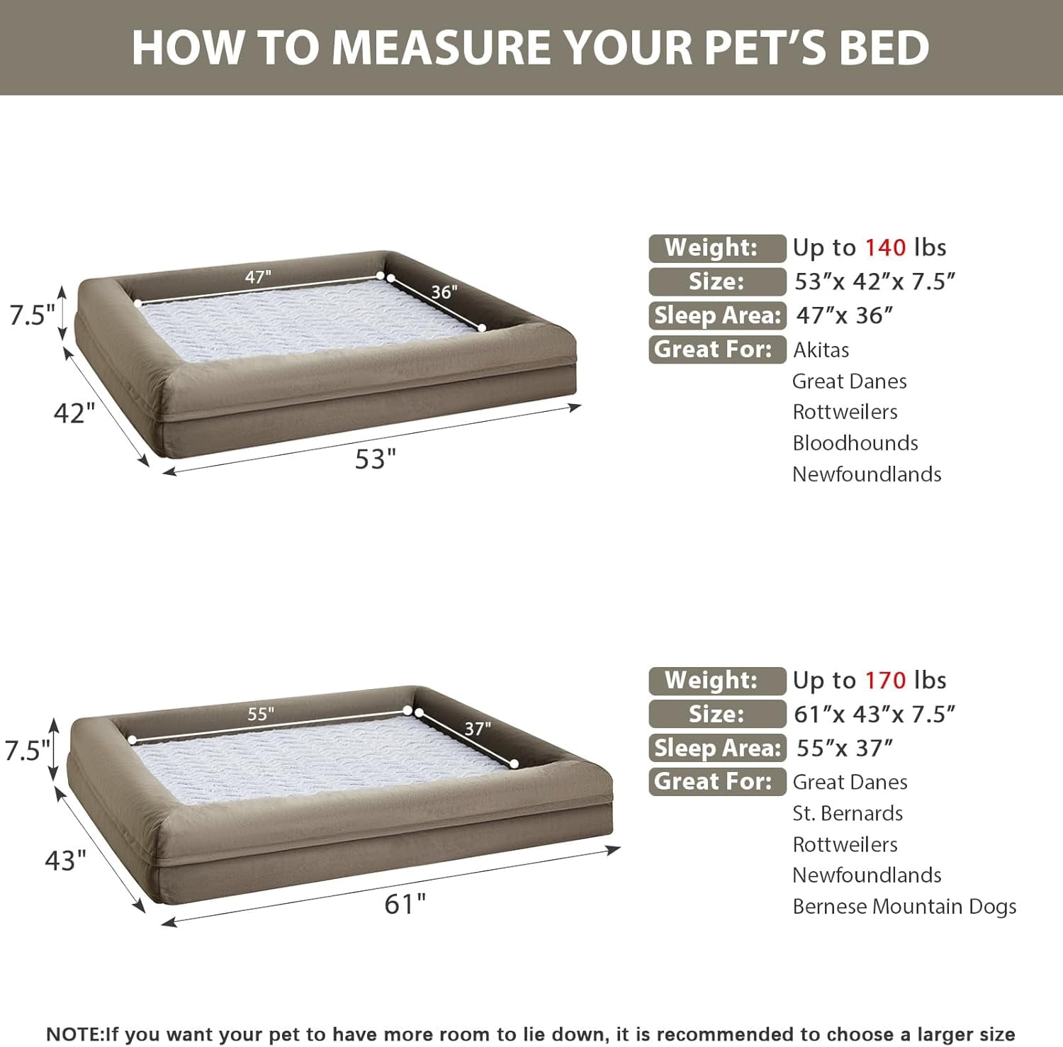 Extra Large Washable Dog Bed with Removable Waterproof Cover, Orthopedic Pet Sofa Bed with Bolster Sides for Sleeping