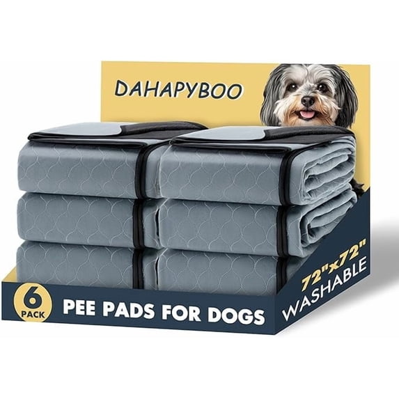Extra Large Washable Pee Pads for Dogs,6Pack Reusable Puppy Pads for Dogs,72x72 Non-Slip Waterproof Pet Training Pads for Crate, Playpen, Bed, Sofa,Whelping Box, Potty Training