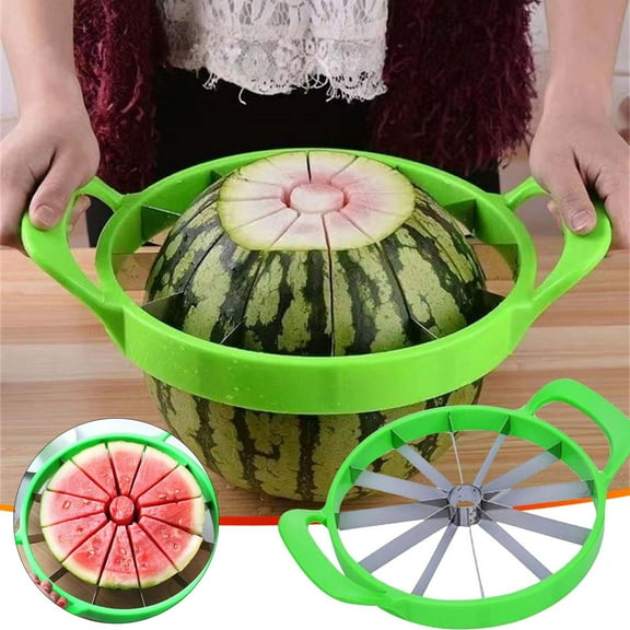 Extra Large Watermelon Slicer,Fruits Cutting Slicing Kitchen Tools ,10 Inchs Stainless Steel Cutter with Durable Easy Grip Handles,Multifunctional Handheld Round Divider to Easily Cut Fruits