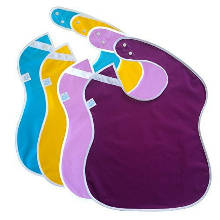 Extra Large Waterproof Bibs Premium Baby and Toddler Bib 4 Pack Gift Set Double Snap Buttons Cute Designs for Girls by Toppy Toddler