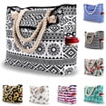 thumbnail image 1 of Extra Large Waterproof Canvas Beach Bag With 4 Inner Pockets Personalized Tote Bag Travel Handbag for Women Beach Travel Gym Swim Holiday Short Trip Weekend Getaway Overnight Gift for Friend Women, 1 of 6