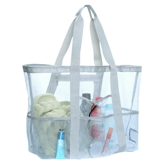 Extra Large Waterproof Meshes Hand Bag Shopping Bags For Family Beach Trip And Daily Use With Multiple Pockets