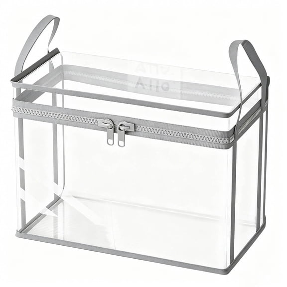 Extra Large Waterproof Storage Bin with Zipper Handle for Bedding Seasonal Clothes Blankets Home, Gifts For Friends,Grey,15in*9.5in*12.6in,Foldable Organizer Bag