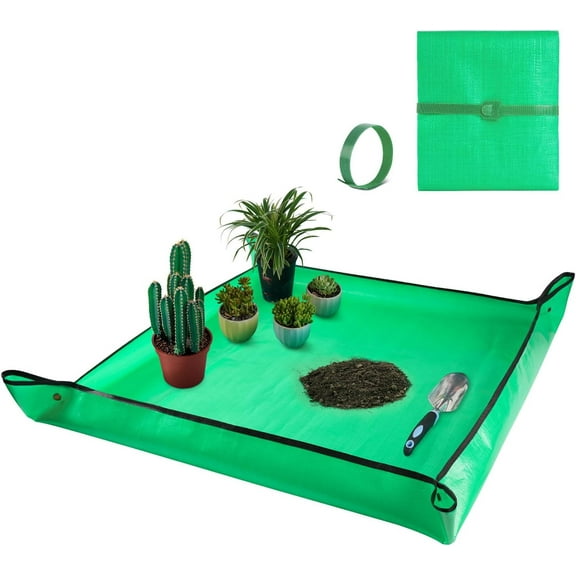 Extra Large Waterproof Potting Mat for Indoor Plants Transplanting and Dirt Control, Square Repotting Mat Portable Succulent Potting Tray Gardening Gift for Plant Lovers (39.5"x39.5")
