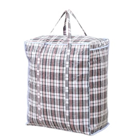 Extra Large Waterproof Storage Bags, 55x65x30cm Plastic Checkered Zippered Laundry Bags with Handles for Quilt Blanket Comforter Storage, Travel Moving Closet Organization