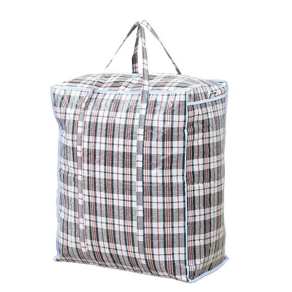 Extra Large Waterproof Storage Bags, 55x65x30cm Plastic Checkered Zippered Laundry Bags with Handles for Quilt Blanket Comforter Storage, Travel Moving Closet Organization