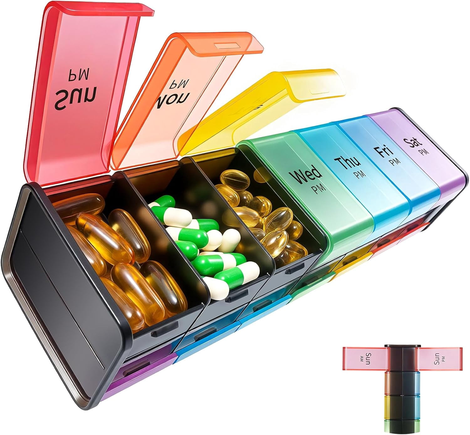 Extra Large Weekly Pill Organizer 2 Times a Day, XXL Pill Box 7 Day ...