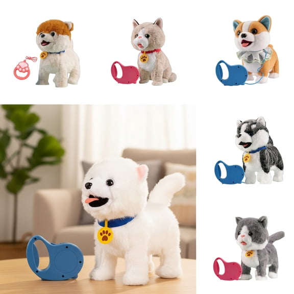 Extra Large West Highland Terrier Plush Toy Electric Walking and Singing Dog with Realistic Sound and Tongue Action, Westie White