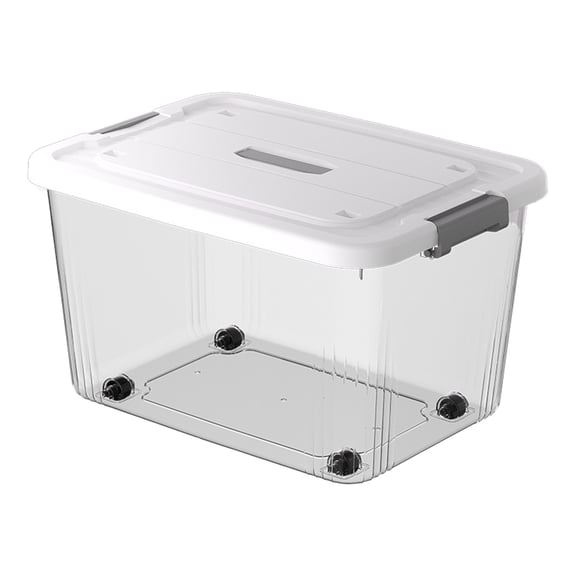 Extra Large Wheeled Plastic Storage Container With Rolling Base, Heavy Duty Organizer For Garage And Home Organization (Clear ,45*33CM)