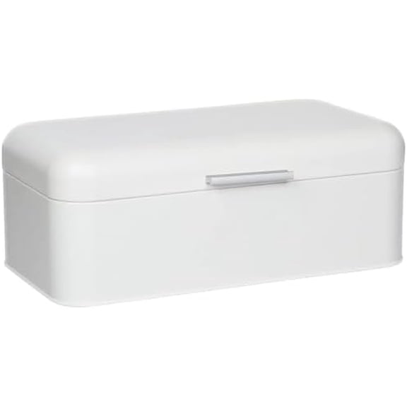 Extra Large White Bread Box for Kitchen Countertop - Holds 2 Loaves - 16.5" x 9" x 6.5" - Stainless Steel Vintage Bread Boxes for Kitchen Counters