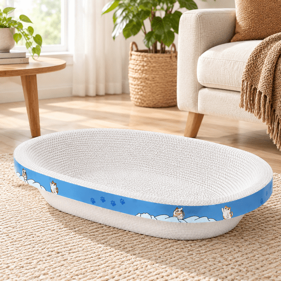 Extra Large White Cardboard Cat Scratcher Bed For Indoor Cats