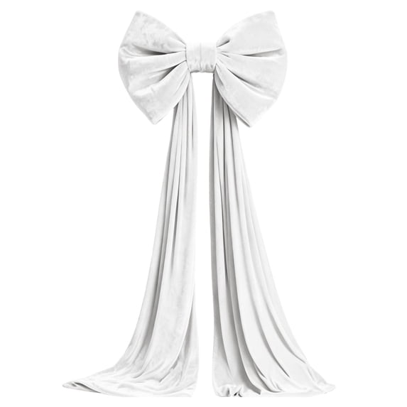 Extra Large White Christmas Bow, Pre Made Giant Fluffy Tree Topper Wreath Ribbon, Big Holiday Bow Decor For Mantel, Door, Staircase, Gift Box Christmas Decoration