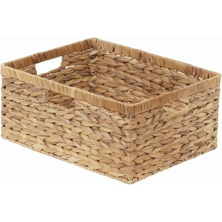 Extra Large Wicker Baskets for Organizing, Water Hyacinth Storage Basket with Built-in Handles, 1 Pack