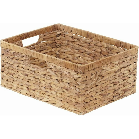 Extra Large Wicker Baskets for Organizing, Water Hyacinth Storage Basket with Built-in Handles, 1 Pack