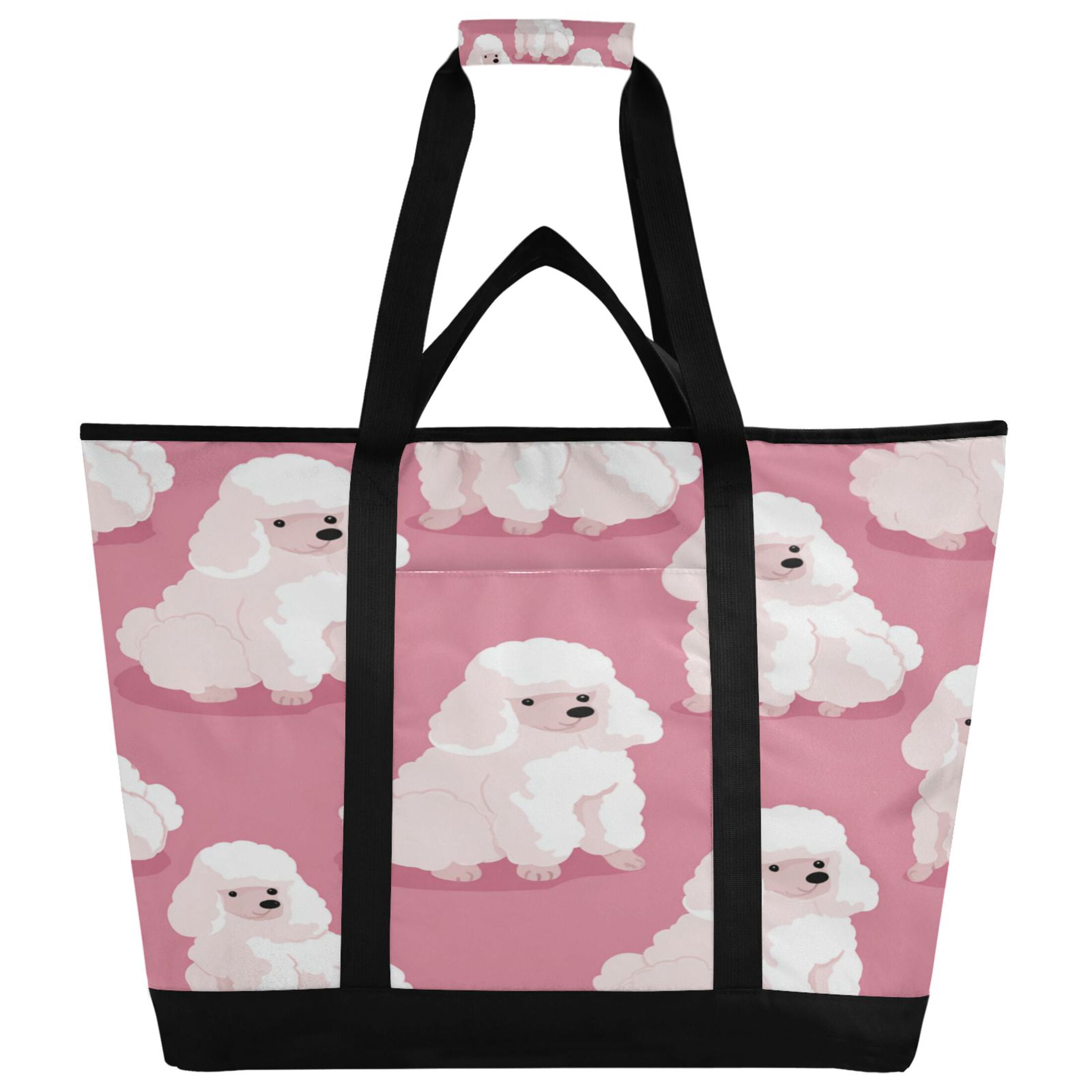 Extra-Large Wide Opening Design Capacity Hand-Held Ice Pack Thickened Insulation Layer For Long-Lasting Cold Retention For Outdoor Shopping Picnics And Camping Cute White Dogs