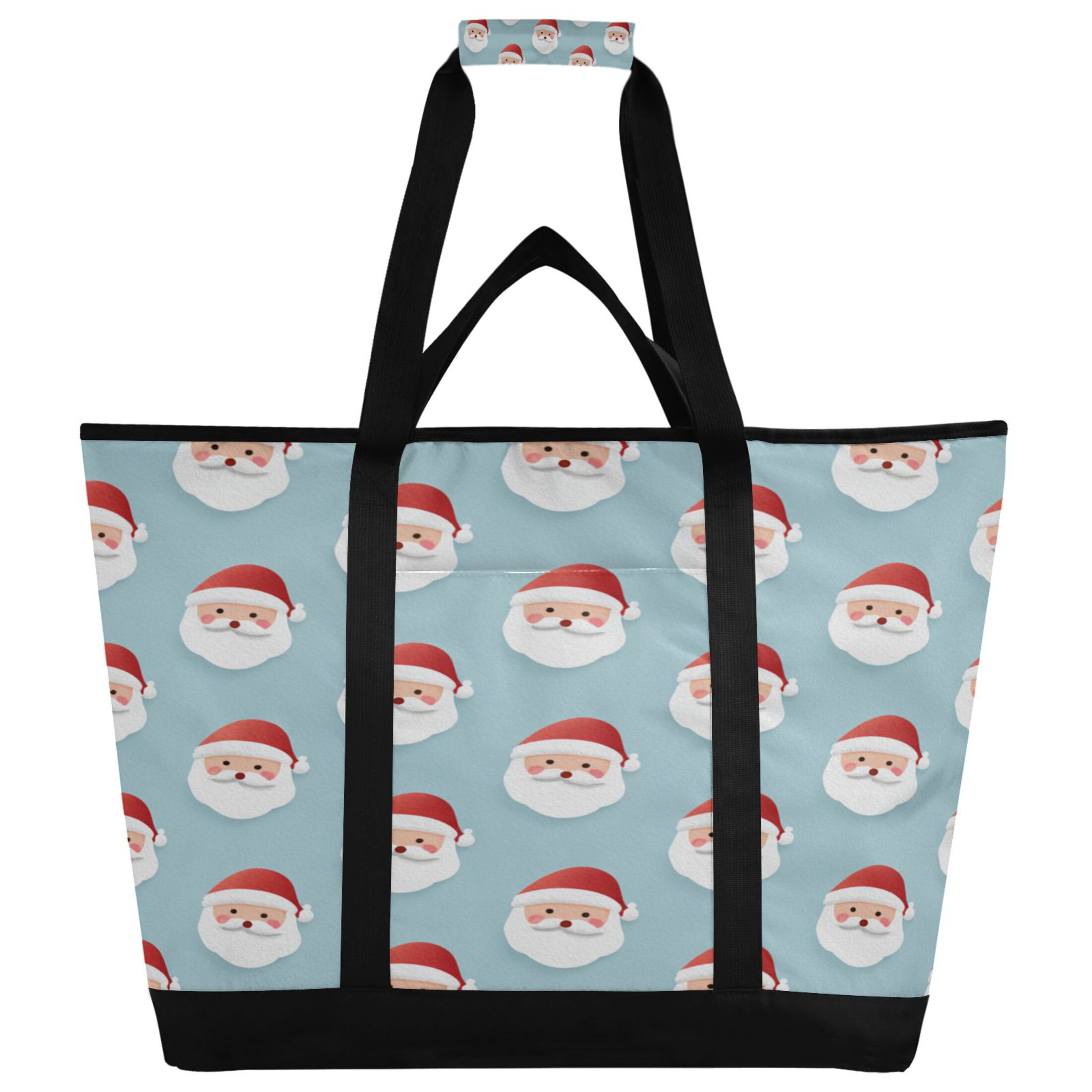 Extra-Large Wide Opening Design Capacity Hand-Held Ice Pack Thickened Insulation Layer For Long-Lasting Cold Retention For Outdoor Shopping Picnics And Camping Cartoon-style Santa Claus Faces