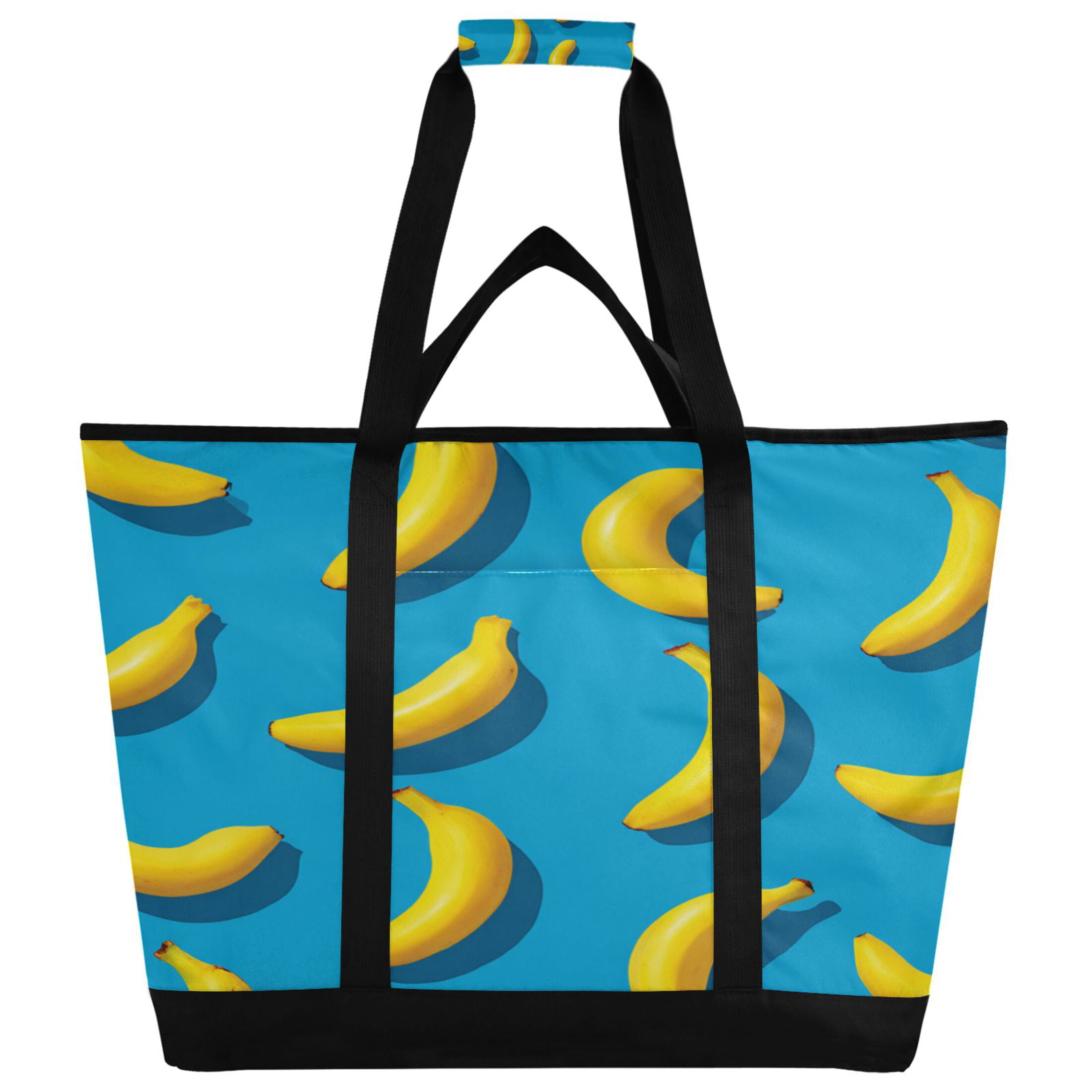 Extra-Large Wide Opening Design Capacity Hand-Held Ice Pack Thickened Insulation Layer For Long-Lasting Cold Retention For Outdoor Shopping Picnics And Camping Simple Bananas Pattern