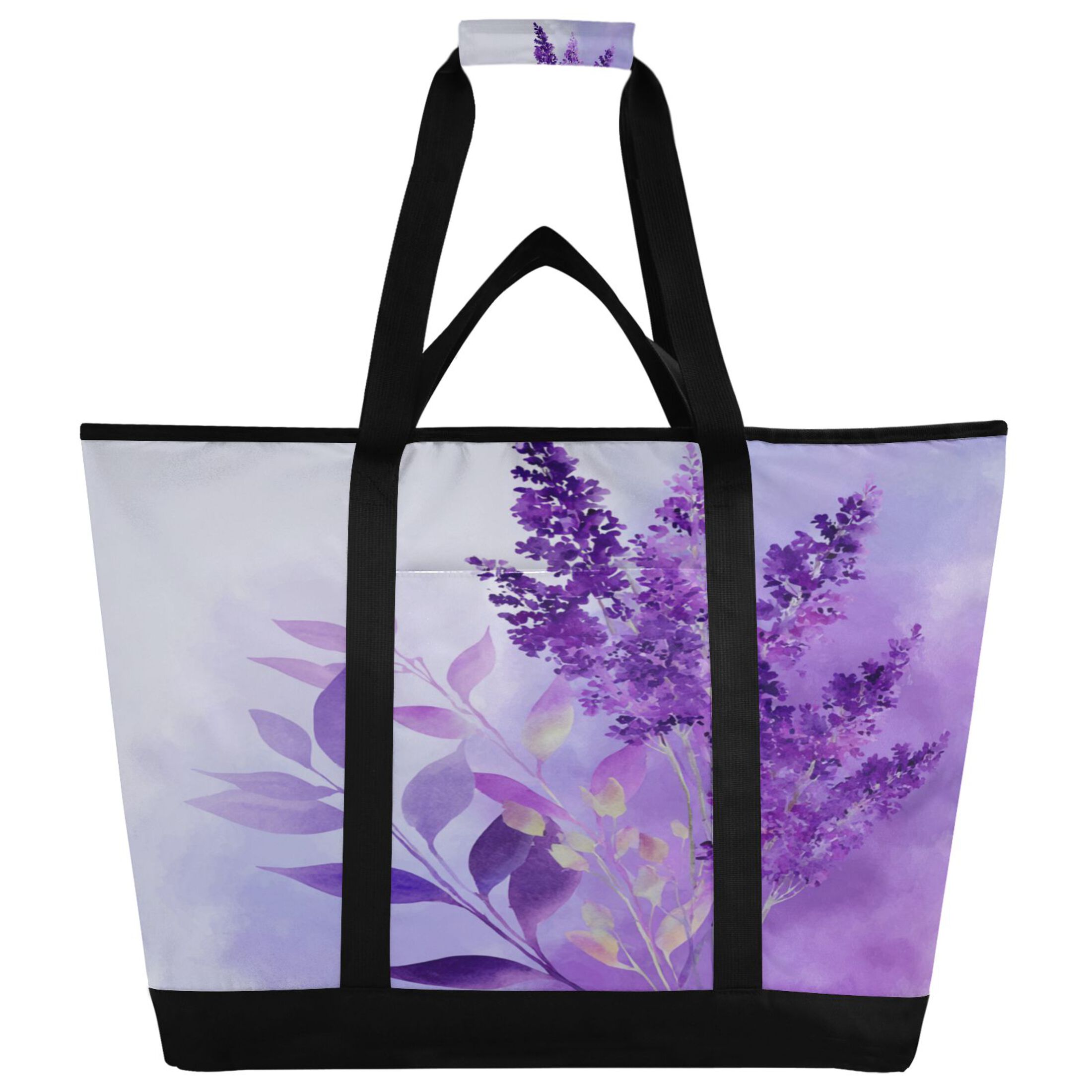 Extra-Large Wide Opening Design Capacity Hand-Held Ice Pack Thickened Insulation Layer For Long-Lasting Cold Retention For Outdoor Shopping Picnics And Camping Watercolor Lavender Clip Art