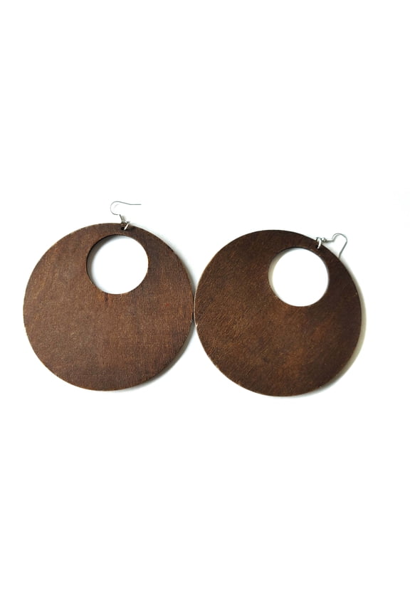 Extra Large Wood Hoop Earrings Dark Brown Boho Hoops 4 inch