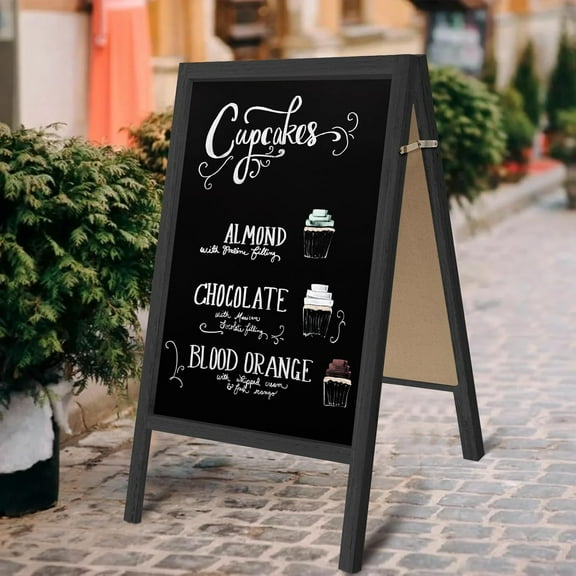 Extra Large Wooden 40" x 22" Chalkboard, A Frame Chalkboard Sign Double-Sided Sidewalk Chalkboard Easel, Sturdy Sandwich Board for Restaurant, Business or Wedding (Black)