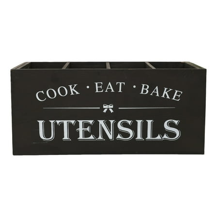 Extra Large Wooden Kitchen Utensil Organizer Countertop Farmhouse Style Storage Caddy For Cooking Tools And Spatulas Holder