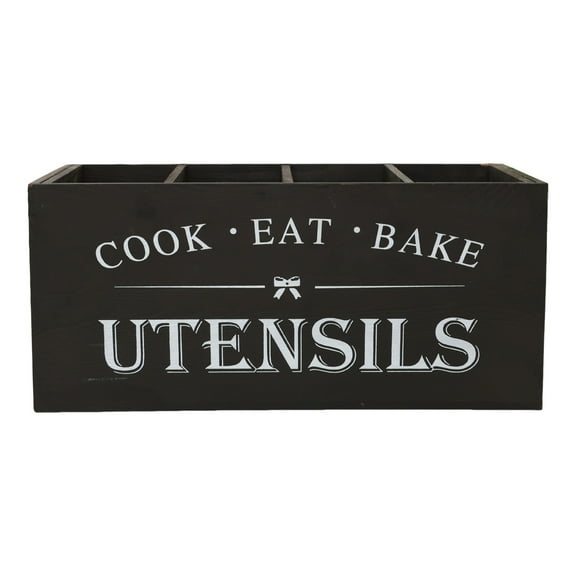 Extra Large Wooden Kitchen Utensil Organizer Countertop Farmhouse Style Storage Caddy For Cooking Tools And Spatulas Holder