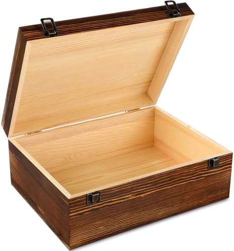 Extra Large Wooden Memory Box with Hinged Lid for Keepsakes Unfinished ...
