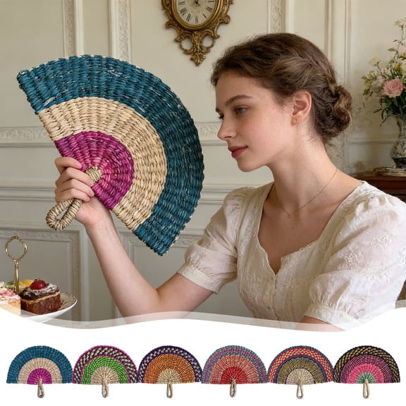 Extra Large Woven Fan, Jumbo Seagrass Fan Decor, Giant Palm Leaf Wall Hanging, Macaron Colored Fan Art, Handwoven Statement Piece for Wall Display