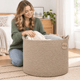Extra Large Woven Storage Basket, Light Brown, 23.6