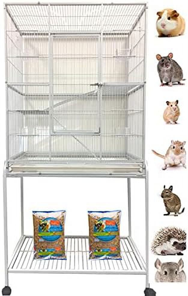 View of Extra Large Wrought Iron Chew-Proof 4-Levels Narrow Bar Spacing Ferret ...