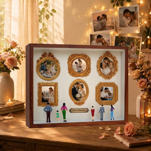 Extra Large (XL) 14.6" x 11.6" Silhouette Shadow Box Frame, Spacious DIY Mini Museum Kit with Larger Inner Frame & Figurines, Build Your Own Museum of Us, Gift for Birthday