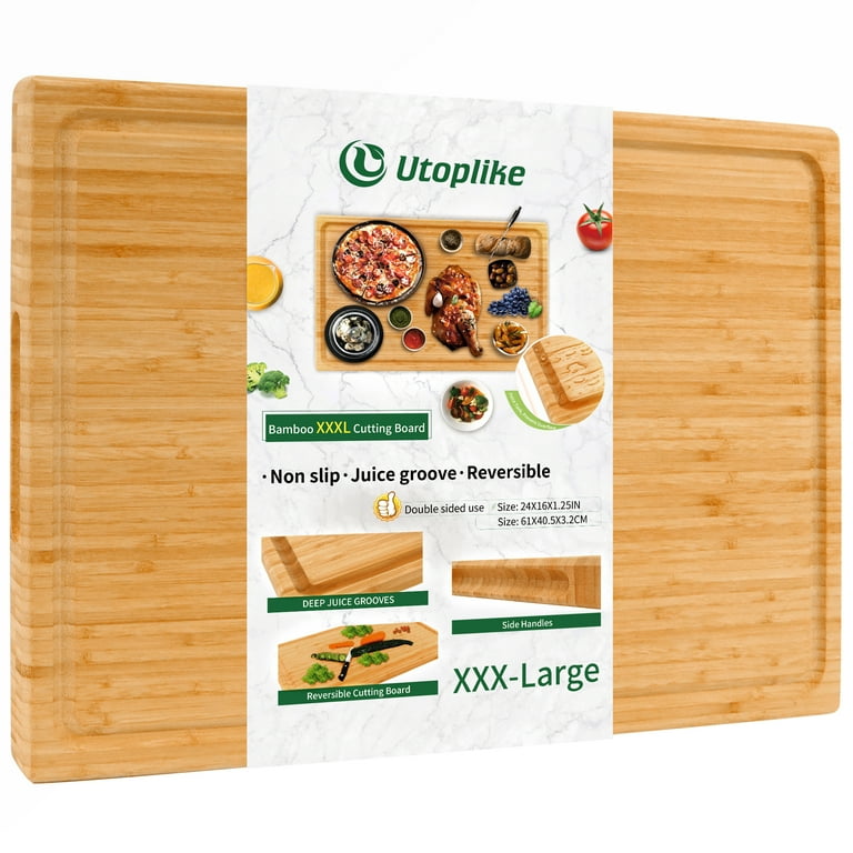  OAKSWARE 30 x 20 Inch XXXL Bamboo Cutting Board, Kitchen  Chopping Boards with Juice Groove for Meat, Cheese, Fruit & Vegetables-  Alpine Bamboo Butcher Block Carving Board for Stove Topp: Home