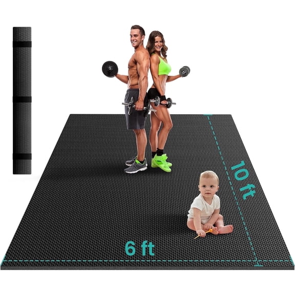 THAILE Extra Large Yoga Mat 10'x6Thick Non-Slip Exercise Mat for Home Gym, High-Density Flooring for Cardio, MMA, Weights & Jump Rope